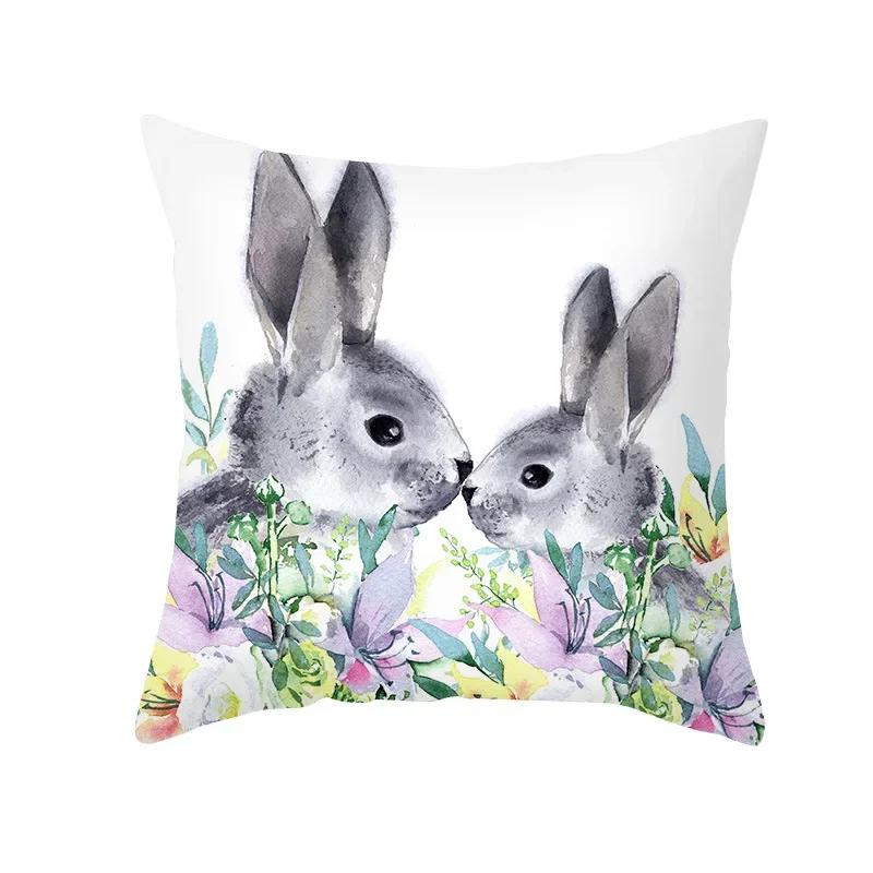 Housse d'oreiller décorative de Pâques Lapin Œuf Guirlande Housse d'oreiller Salon Canapé Housse de coussin Chambre Chambre Dortoir Décoration de la maison