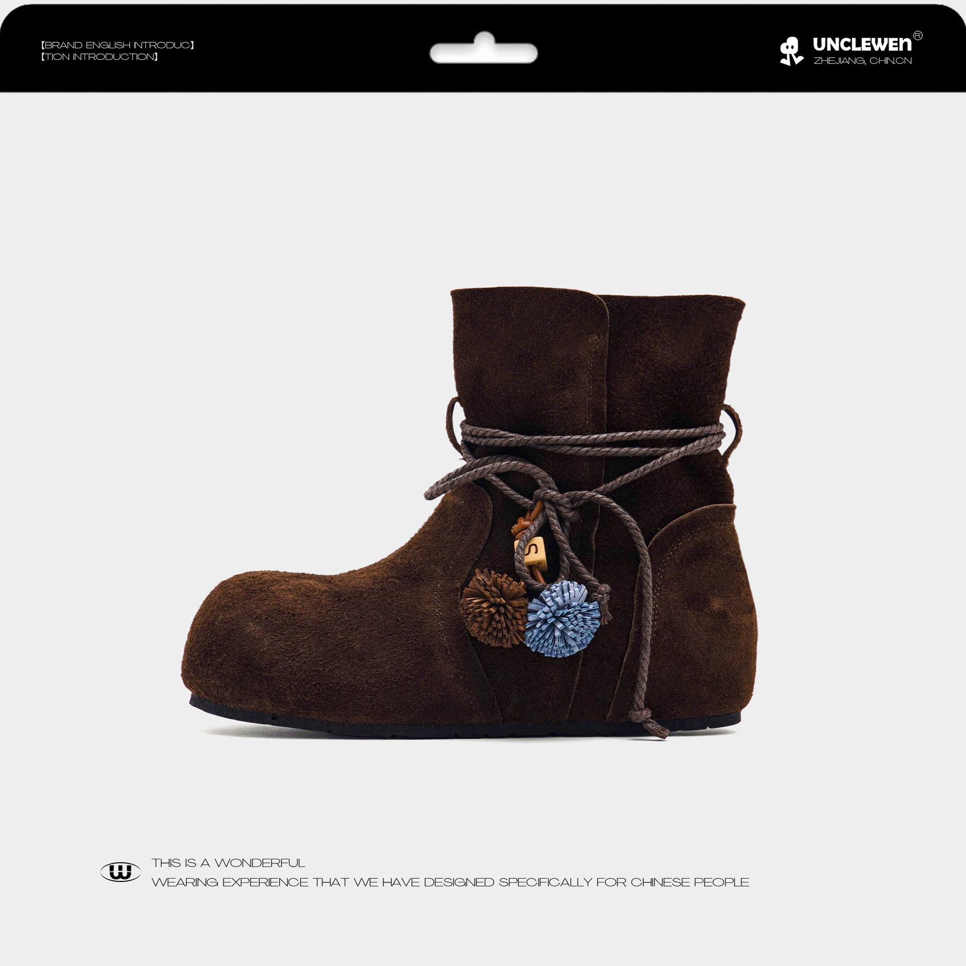 

Uncle Wen has the same style~ Boken dolphin boots Boken shoes women s 2025 autumn new women s heightening platform Martin leather short boots 40 коричневый