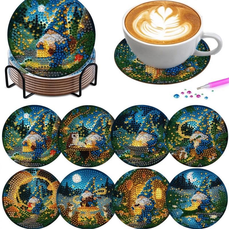 8 Piece Set of Diamond Painted Dwarf with Holder DIY Diamond Craft Kit Creative Art Supplies Perfect Gifts for Beginners and Crafters