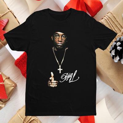 T-shirt Unisexe Noir Manches Courtes Graphique Rétro Années 90 Big L, T-shirt Rapper Big L, T-shirt Unisexe M