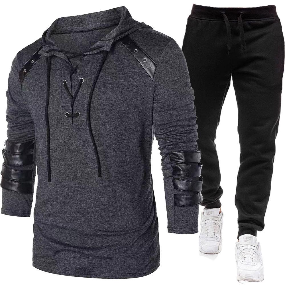 

2024 European Men s Hooded Casual Sweatshirt Jacket: Stylish Leather-Look Set for Spring/Autumn XXXL