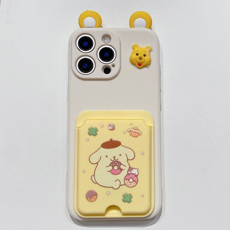 Applicable to Infinix mobile phone case Winnie the Pooh three-dimensional ears Hot 30i cute Japanese and Korean pudding dog card bag