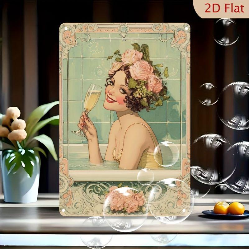 Vintage Metal Sign Funny Animal Bathroom Wall Decor Home Art Tin Plate
