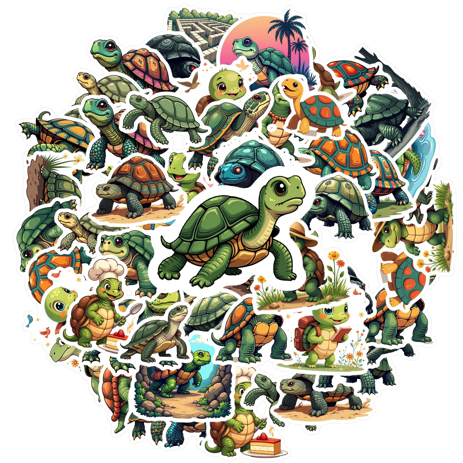 

35-150pcs Funny Turtle Cartoon Stickers Aesthetic Phone Wall Scrapbook Motorcycle Waterproof Sticker For Gifts