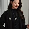 Autumn And Winter Hollow Crystal Maple Leaf Sweater Chain Temperament High Sense Versatile Leaf Long Necklace