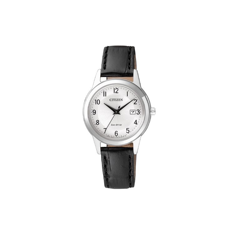 Citizen Minimalist Casual Function Quartz Movement Leather Strap Watch Women watches White FE1081-08A Black Strap