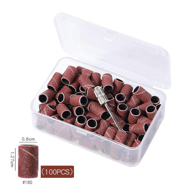 210/100/75pc Sanding Cap Bands For Electric Manicure Machine 180/120/80 Grit Nail Drill Grinding Bit Files Pedicure Tool Set