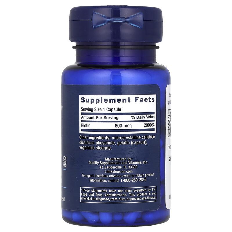 Biotin, 600 mcg, 100 Capsules