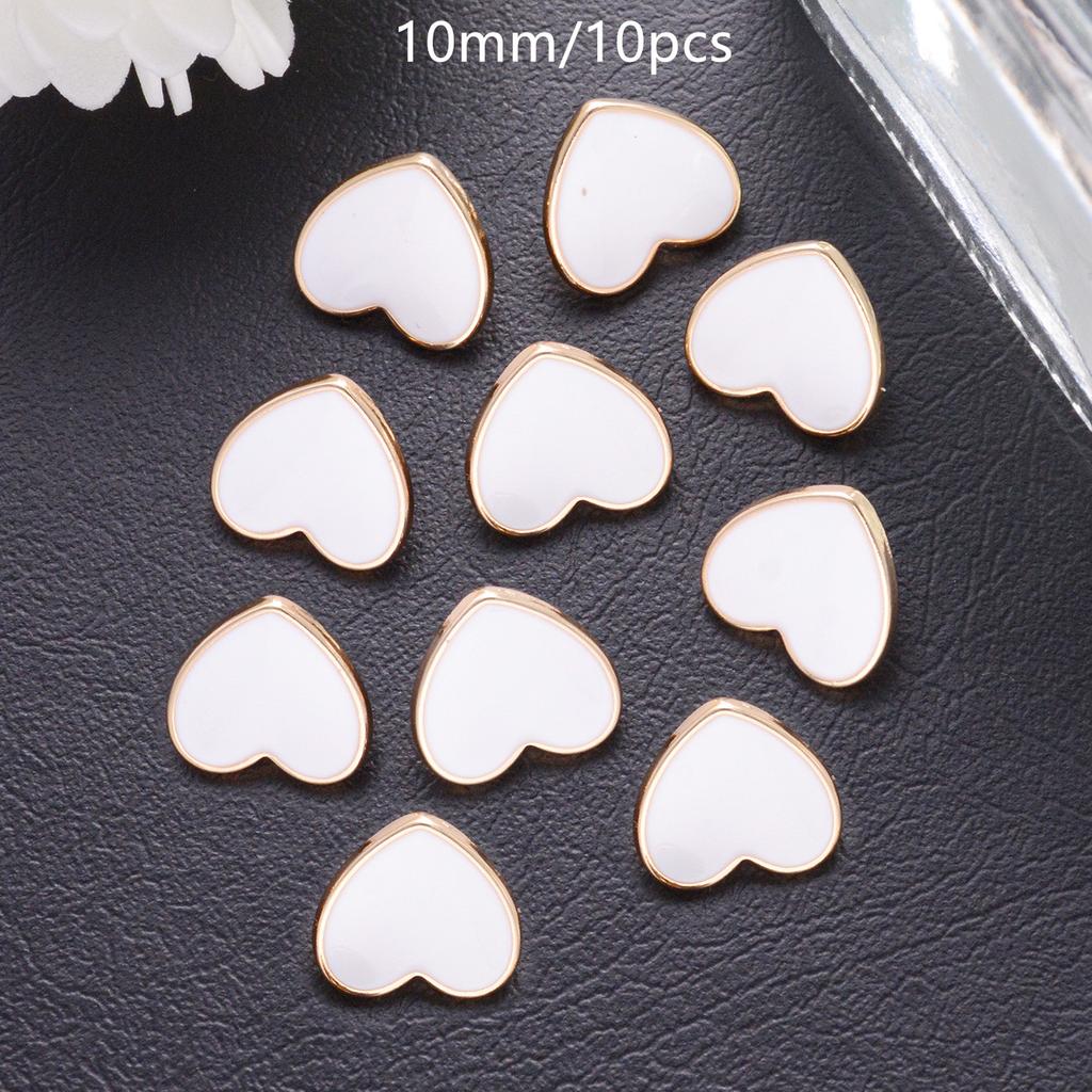 10Pcs 10/12Mm Cute White Heart Bottom Gold Buttons Diy Sewing Craft For Cardigan Shirts Hearts Buttons Dress Decor