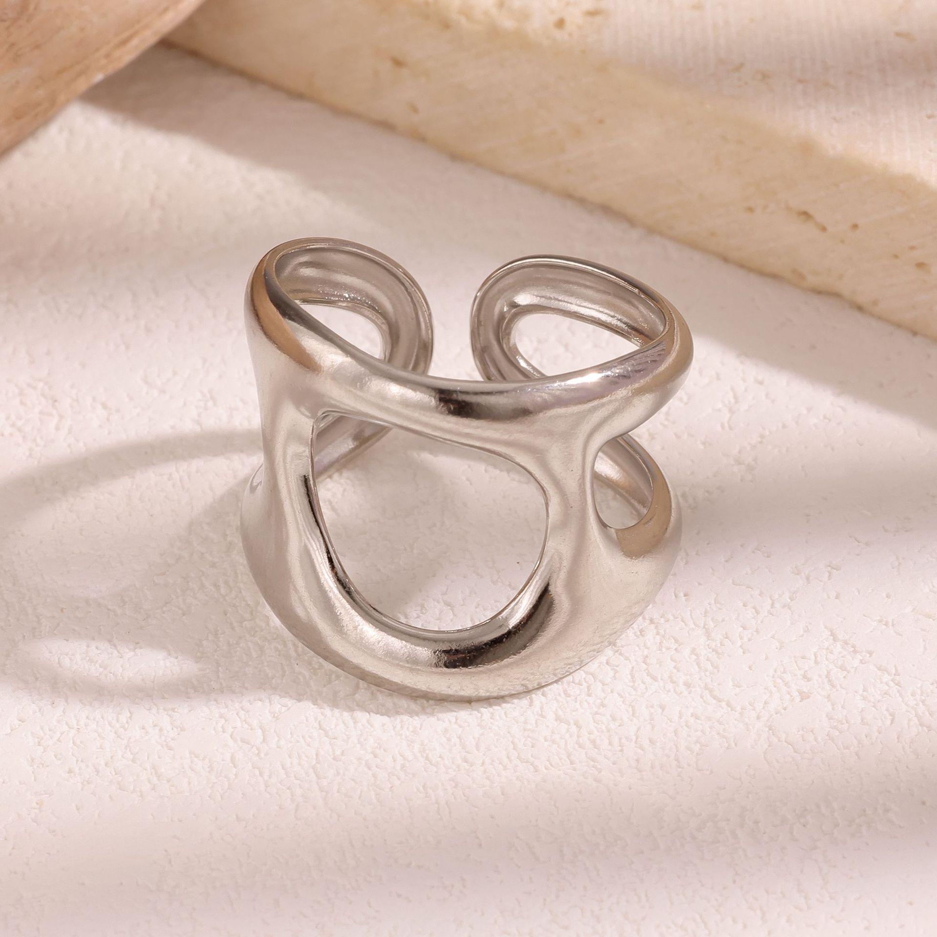 Gold Stainless Steel Irregular Open Ring for Women - Simple, High-End Titanium Steel Jewelry