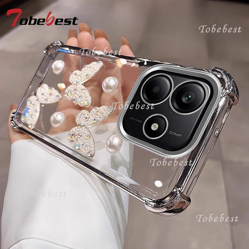 

3D Перламутровая Бабочка Ударопрочный Силиконовый Чехол с Покрытием для Xiaomi Redmi Note 14 14C 13 13C 13R 12 11 11S 10 10S 9 Pro 4G 5G Чехол Redmi Note 9 Pro серебряный