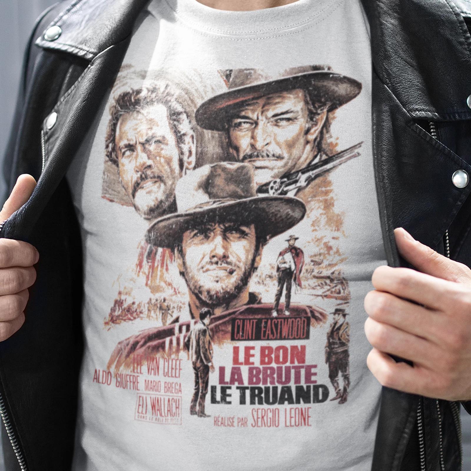 The Good, The Bad and The Ugly Clint Eastwood French Movie Poster T-Shirt L
