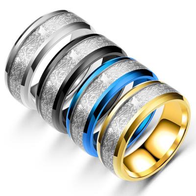 Titanium Steel Double Beveled Drip Oil Inlaid Ice Silkworm Silk Ring