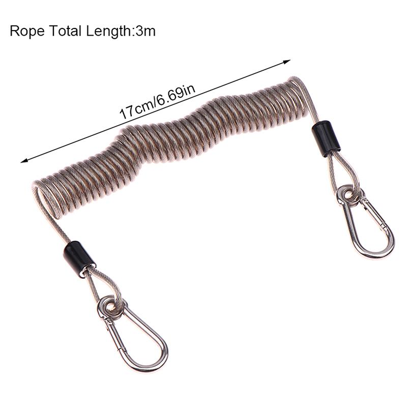 Verstärktes Lanyard zum Spinnfischen 49 Litzen Stahldraht verdrilltes Halteband 1,5-3M Teleskopische Ausrüstungssicherung mit Karabinern
