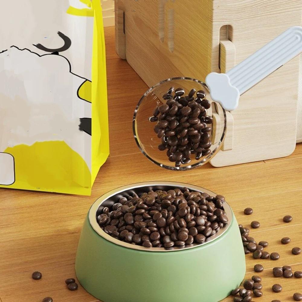 Multi-functional Cat Food Scoop Clear Scale Cat Food Measuring Spoon Sealing Clip  for Dogs Cats