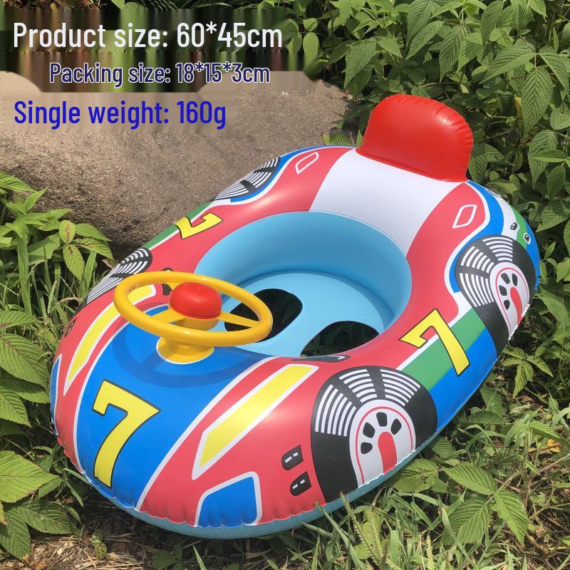 Large Toddler Boat-Themed Swimming Ring with Canopy & Steering Wheel