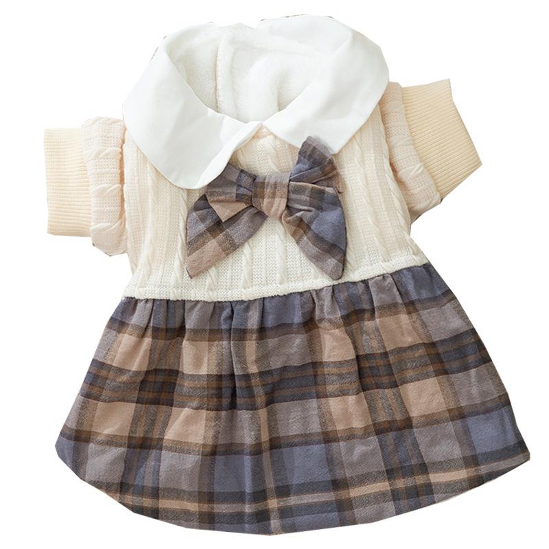 Autumn and Winter Dog Academy Wind Fresh Uniform Couple Padded Clothes Cat Two-legged JK Skirt Pet Four-legged Clothes