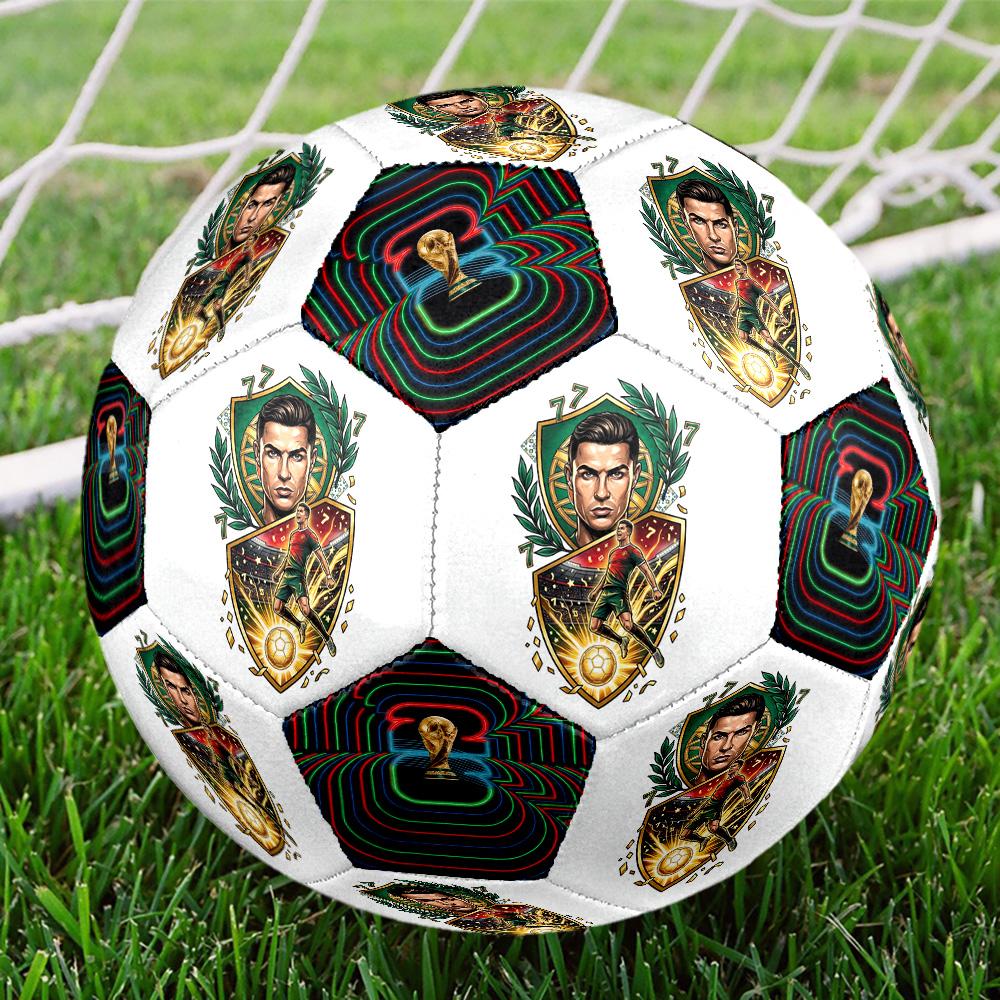 Ronaldo's Dynamic Leap Size 5 Soccer Ball Machine-Stitched Indoor/Outdoor Universal Football Soccer Accessory