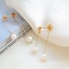 Women Gold Irregular Freshwater Pearl Drop Earrings Elegant French Long Dangle Statement Jewelry