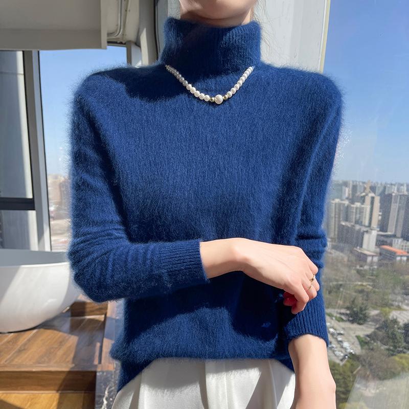 Damen Kaschmirpullover Qinghe Kaschmir 30% Kaschmir 30% Nerz 30% Wolle 10% Nylon Dicker Kaschmirpullover für Damen im Herbst und Winter, weich und warm