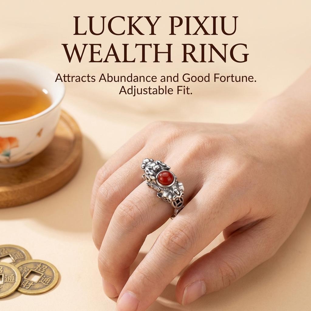 Vintage Thai Silver Ring With Red Agate Inlay Adjustable Open Cuff Traditional Coin Pattern For Women