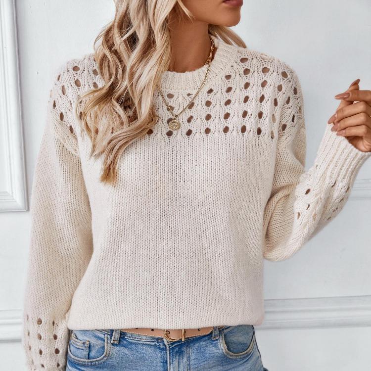 Vintage Autumn Winter Loose Knitwear Sweater Long Sleeve Solid Color Cardigan O Neck Top