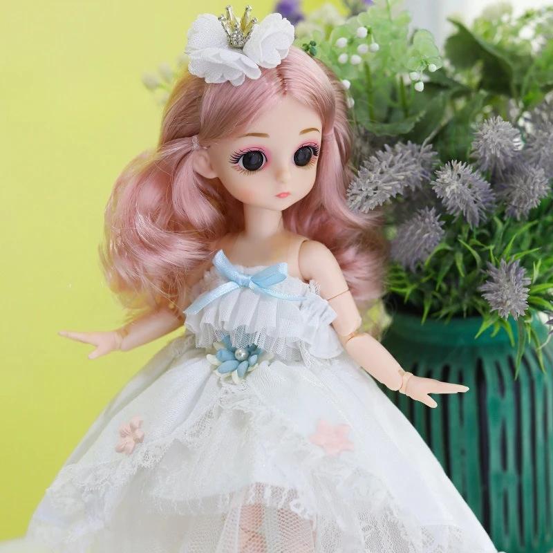 30cm 1/6 BJD Princess Doll Dress Up with Clothes Shoes 20 Joints Movable Cute Sweet Face Child Girl Birthday Gift Kids Doll Toy