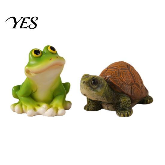 Small Tabletop Garden Decor Mini Resin Frog And Turtle Statues, Micro Landscape Animal Ornaments, Succulents Planter Embellishments Figurines for Pots