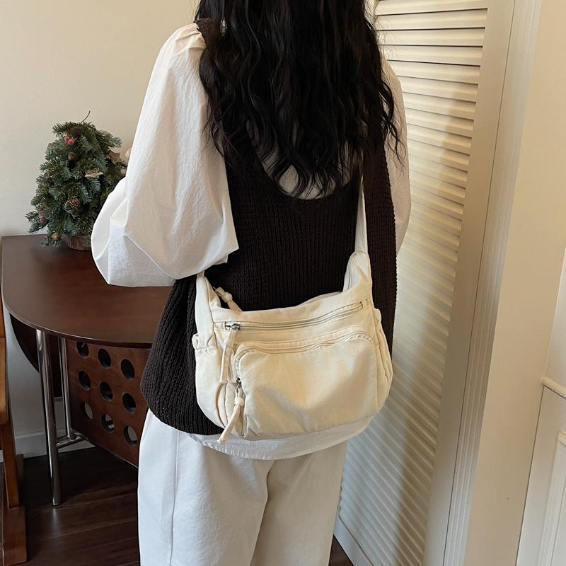 Solid Color Large Capacity Tote Bag Women's Shoulder Bag Commuter Lightweight Crossbody Bag