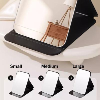 Cute Portable Personal Makeup Mirror Handheld Solid Color Foldable Makeup Mirror Mini PU Leather Pocket Mirror Home