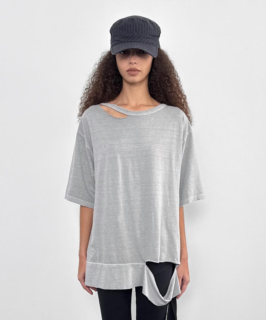 Saendeulig Overfit Washed Tee_Light Gray