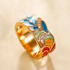 New Newly Designed Colored Enamel Women Rings for Party Aesthetic Pattern  Luxury Gold Color  Fancy Gift Fashion Jewelry