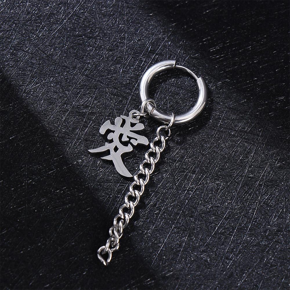 Tassel Stainless Steel Men Hoop Earring Word Love Earring Korean Style Clip Earring Fashion Jewelry