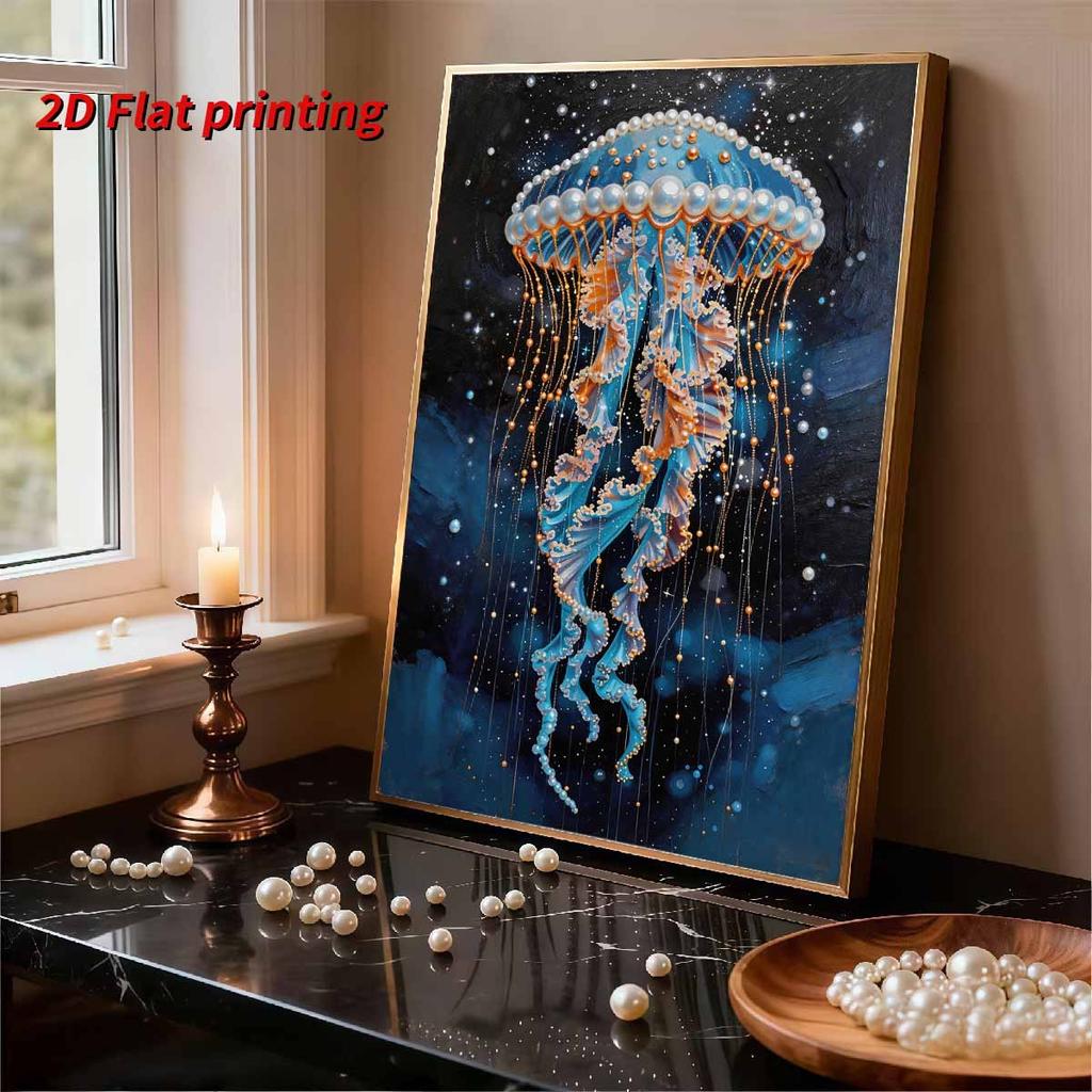 DIY Jellyfish Pearl Art Painting for Home Wall Decor Pearl Gem Paintings Picture Arts Craft  for Adults/Beginners Gift Idea Home Decor Without Frame