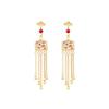 925 Sterling Silver Enamel Plum Blossom Tassel Earrings, Chinese Palace Style Earrings for Women