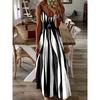 Women's Fashion Summer Spring Colour Block Print Sleeveless V-Neck Loose Waistline Casual Dresses