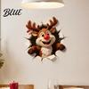 Easy Apply Wall Decals Christmas Reindeer Decal 3D Hole Illusion Red Nose Rudolph Sticker Stickers Peel And Stick Waterproof PVC Decor for Kids Room