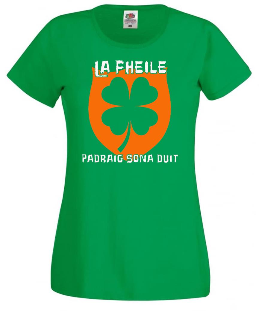 Unisexs La Fheile Padraig Sona Duit St Patricks Day Ireland Lady Fit TShirt 2XL