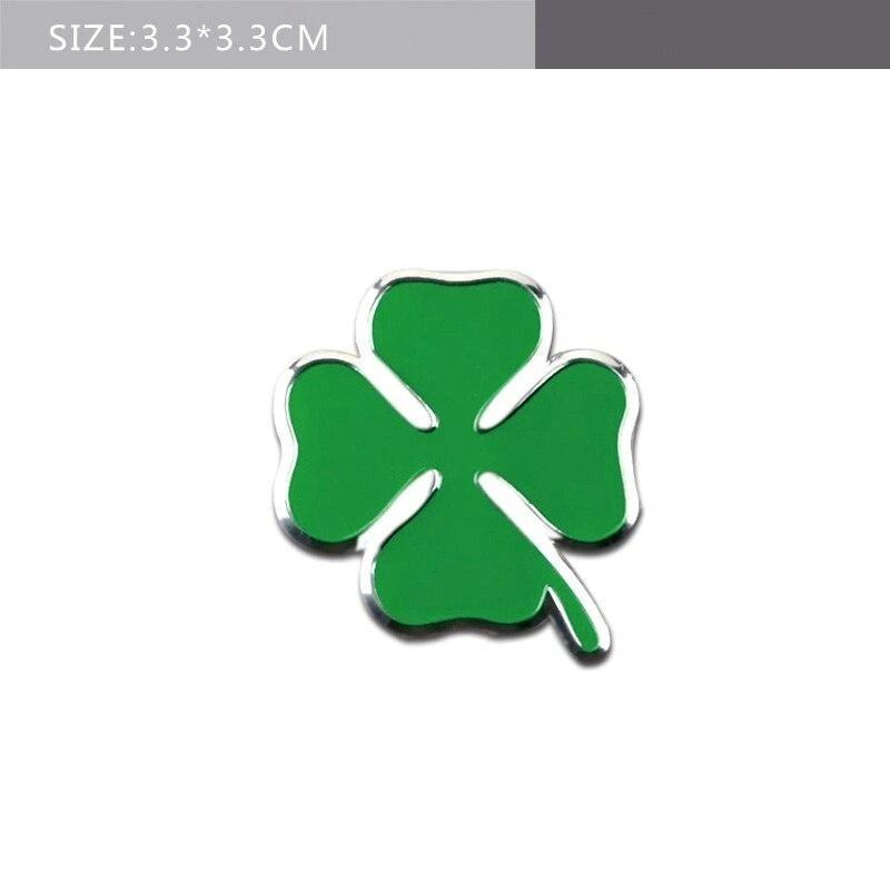 Metal Four Leaf Clover Logo Car Label Sticker Decal Scratch Shielding Sticker Four-Leaf Clover(3.3cm*3.3cm)