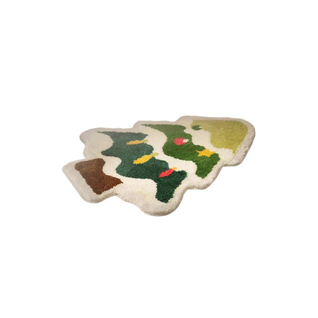 Christmas Tree Bathroom Rug Tree Decor Area Rug Bath Mat Tree Shaped Mat Non- Soft Bath Rug Machine Washable Rug For Christmas Bathroom Front Door