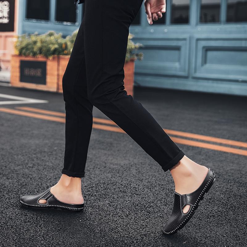 Mocasines casuales de cuero con agujeros para hombre