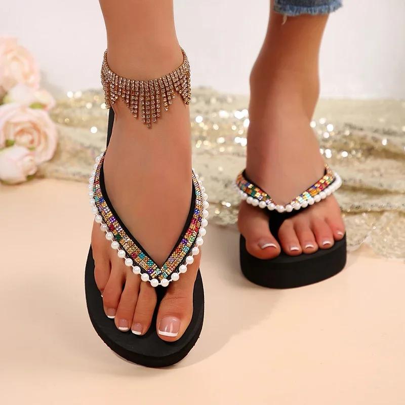 Fashion Fashion Women Flip Flops Patchwork Clip-Toe Wedges Ladies Slippers Summer Women Shoes Outdoor Non-Slip Slides Sandalias De Mujer