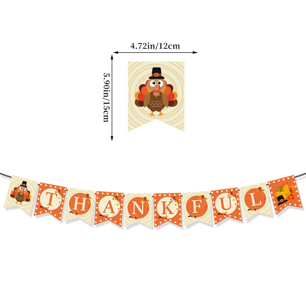 Thanksgiving Party Decoration Banner Harvest Festival Arrangement Turkey Pumpkin Maple Leaf La Flower