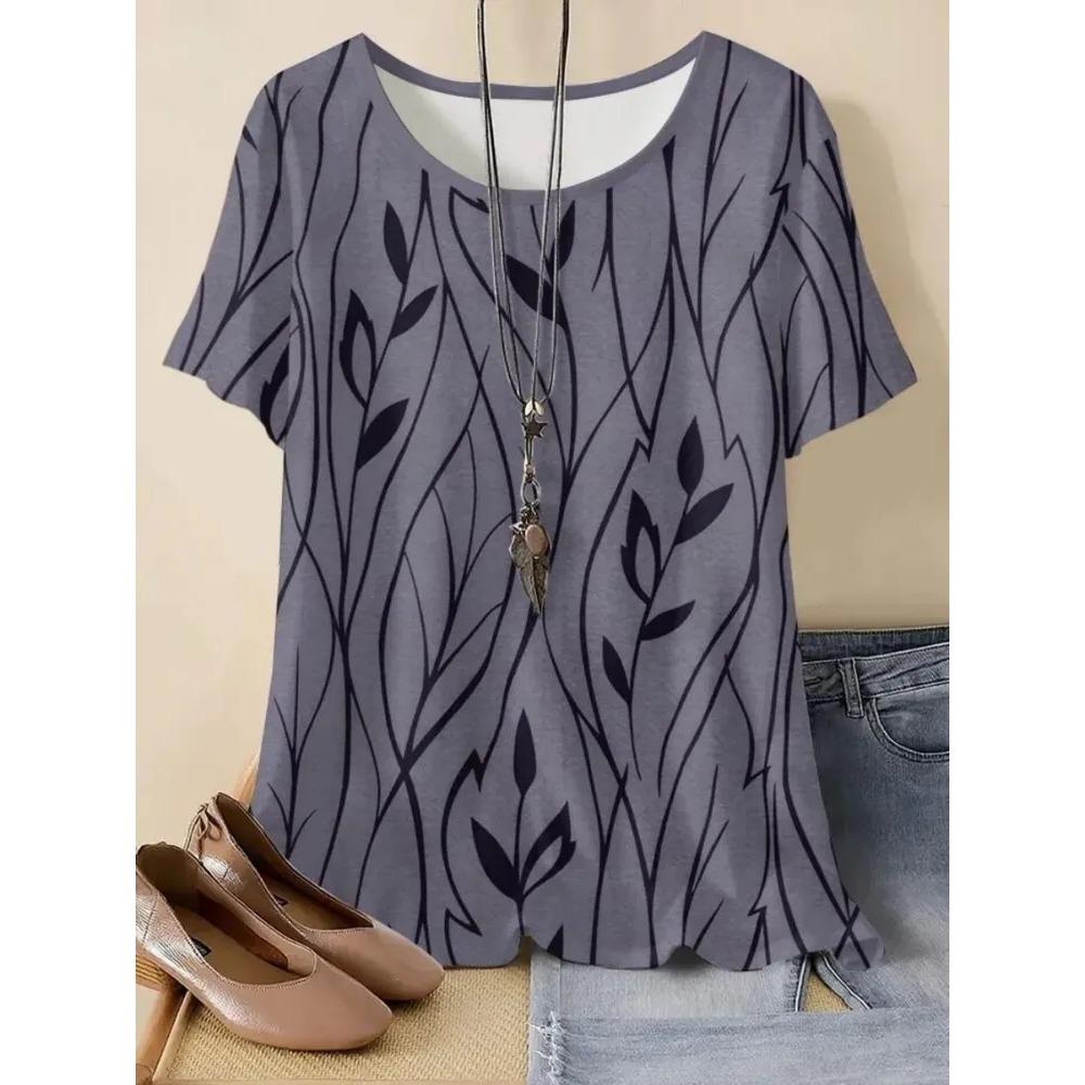 Women's T-shirt 3D Pattern Printed Casual Short Sleeved O-Neck Top Fashionable Street Women's Clothing