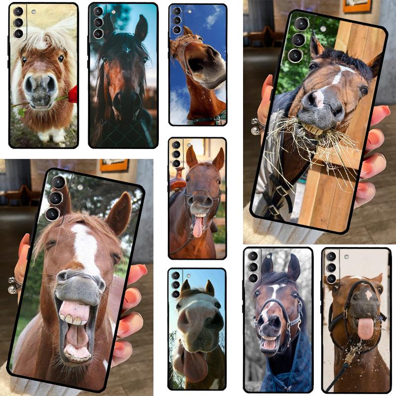 Funny Horse Animal Case For Samsung Galaxy S23 Ultra S20 FE S21 FE Note 10 20 S8 S9 S10 Plus S22 Ultra Cover