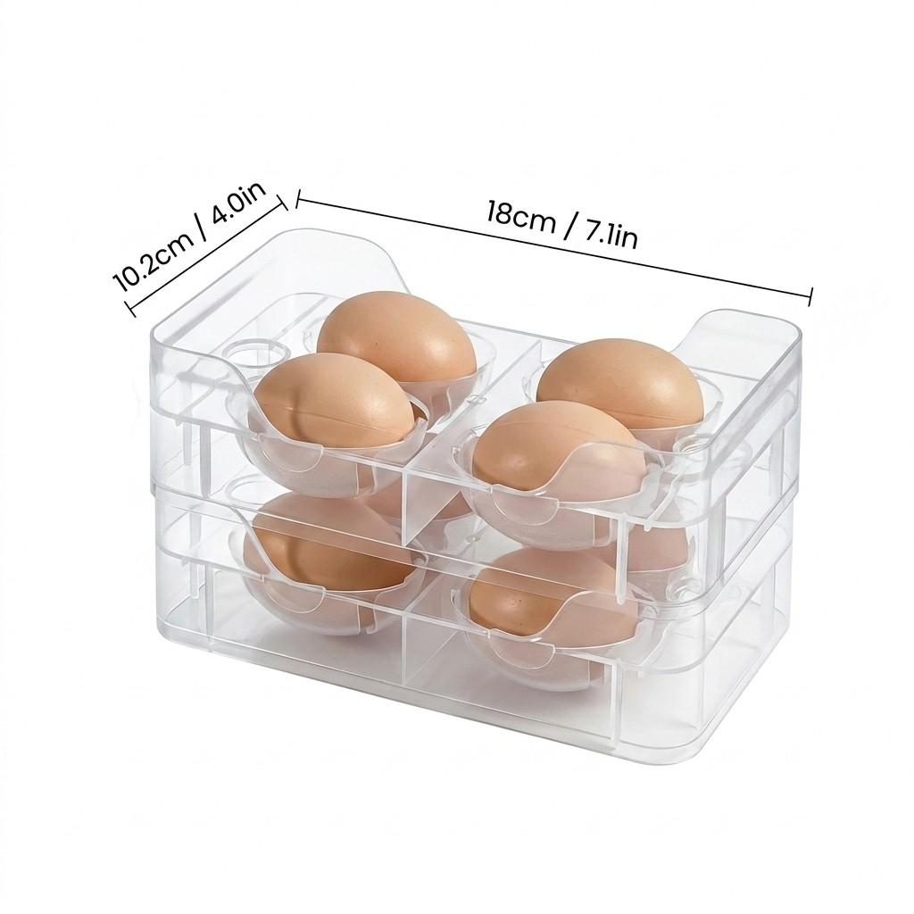 Egg Storage Box Refrigerator Organizer Stackable Plastic Food Containers With Lids Portable Handle Space Saving Kitchen Holder