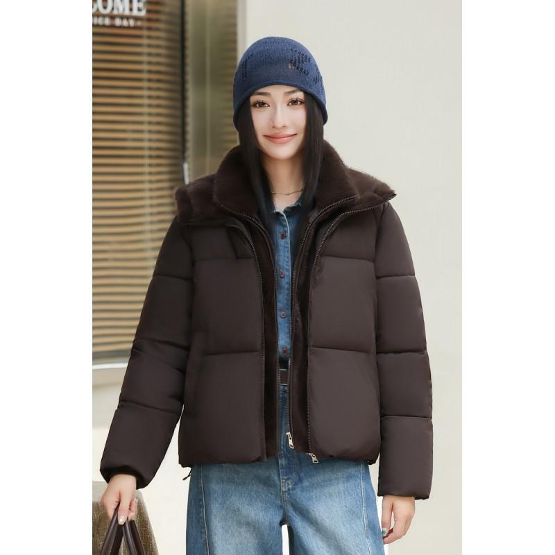Womens Short Puffer Jacket 2026 Winter Hooded Cotton-Padded Coat Korean Style Casual Warm Outerwear