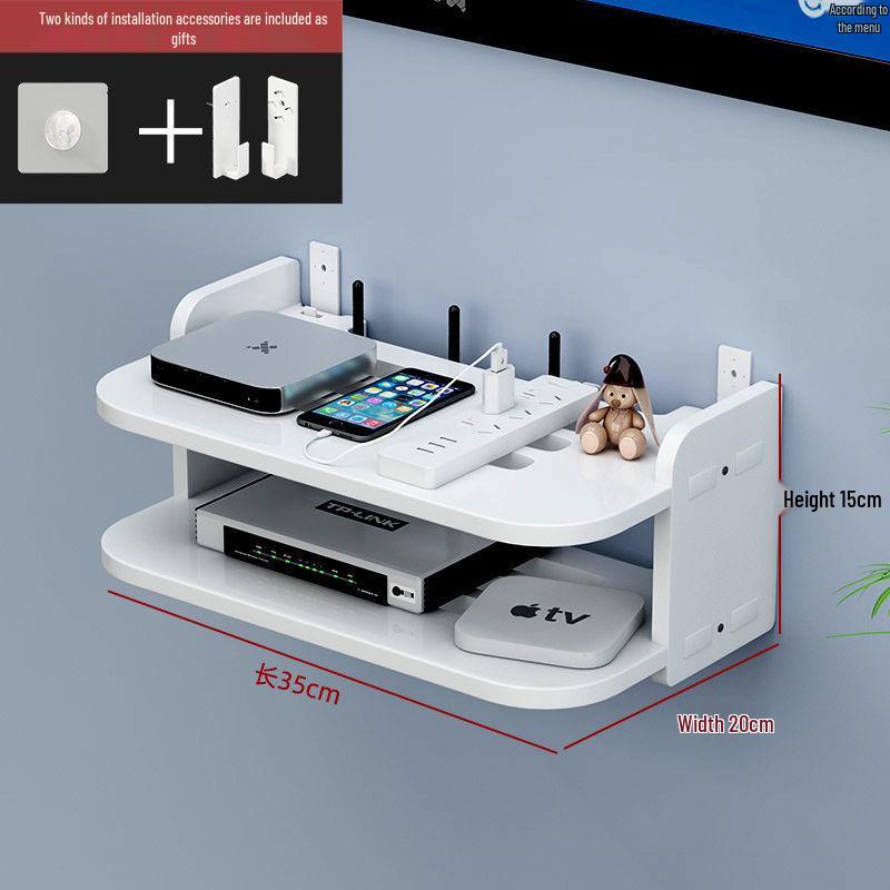 Wall-Mounted Wireless Router Shelf & Cable Organizer for Living Room