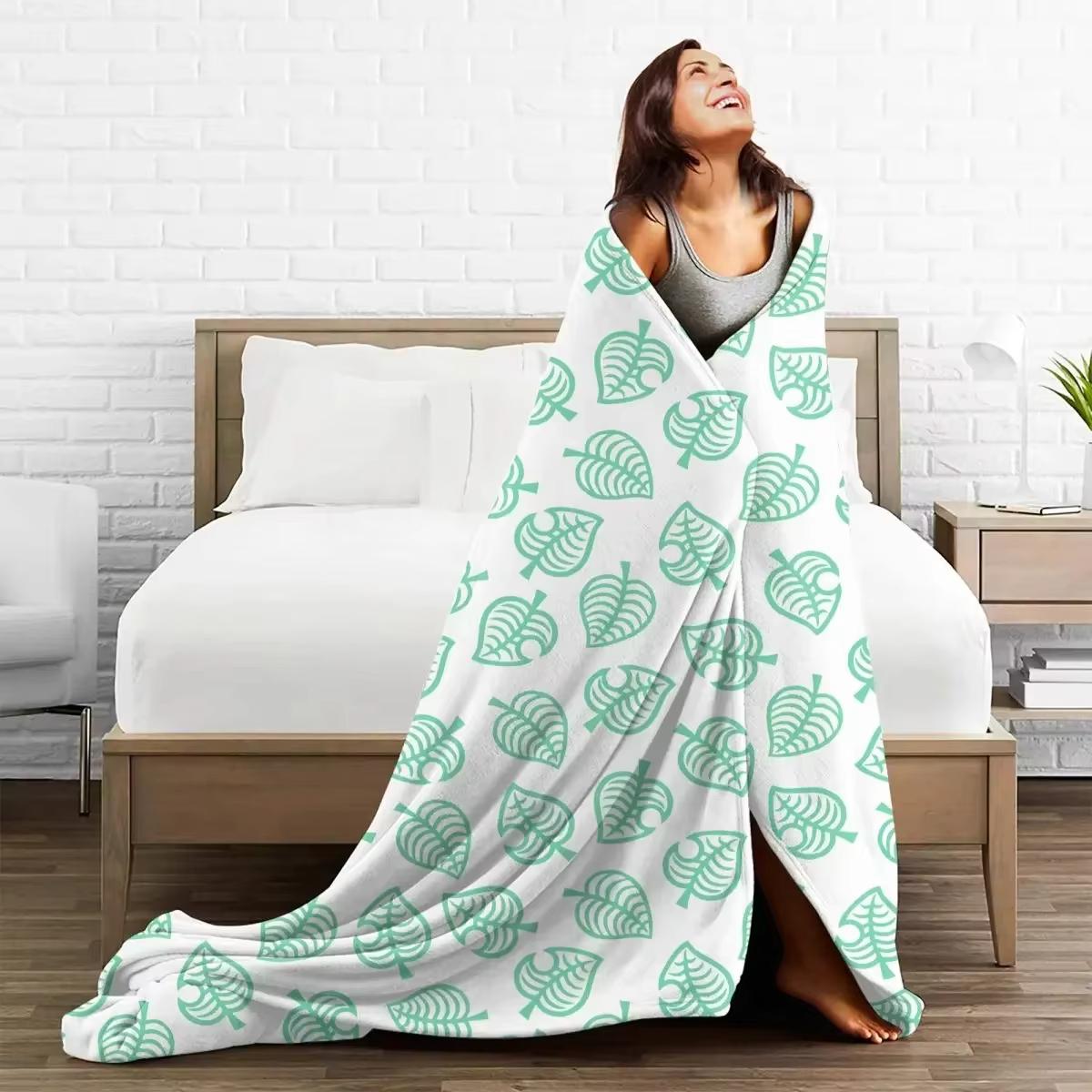 Animal Crossing Pattern Flannel Blanket | Winter Warm Multi-Functional Throw | Perfect for Home Sofa & Christmas Gift 75cmx90cm
