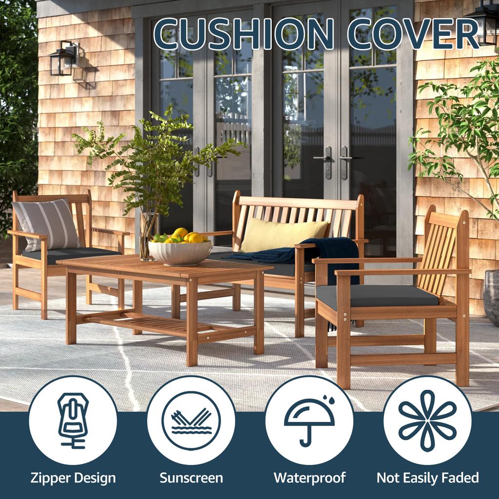 4Pcs Waterproof Sofa Seat Cushion Cover Elastic Solid Angle Sofa Seat Cover Pets Kids Patio Outdoor Cushion Slipcover Seat Case